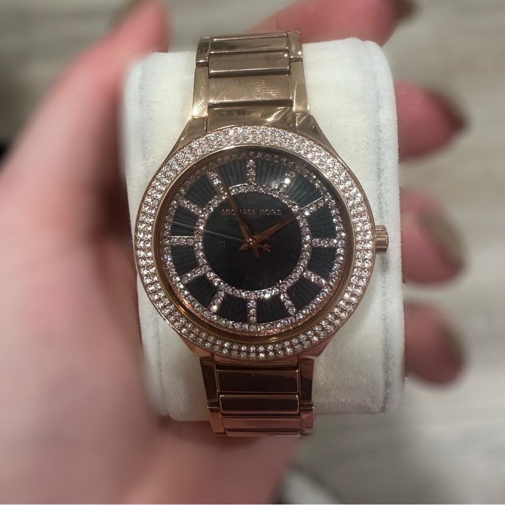 Michael Kors Rose Gold & Black Sparkly Watch